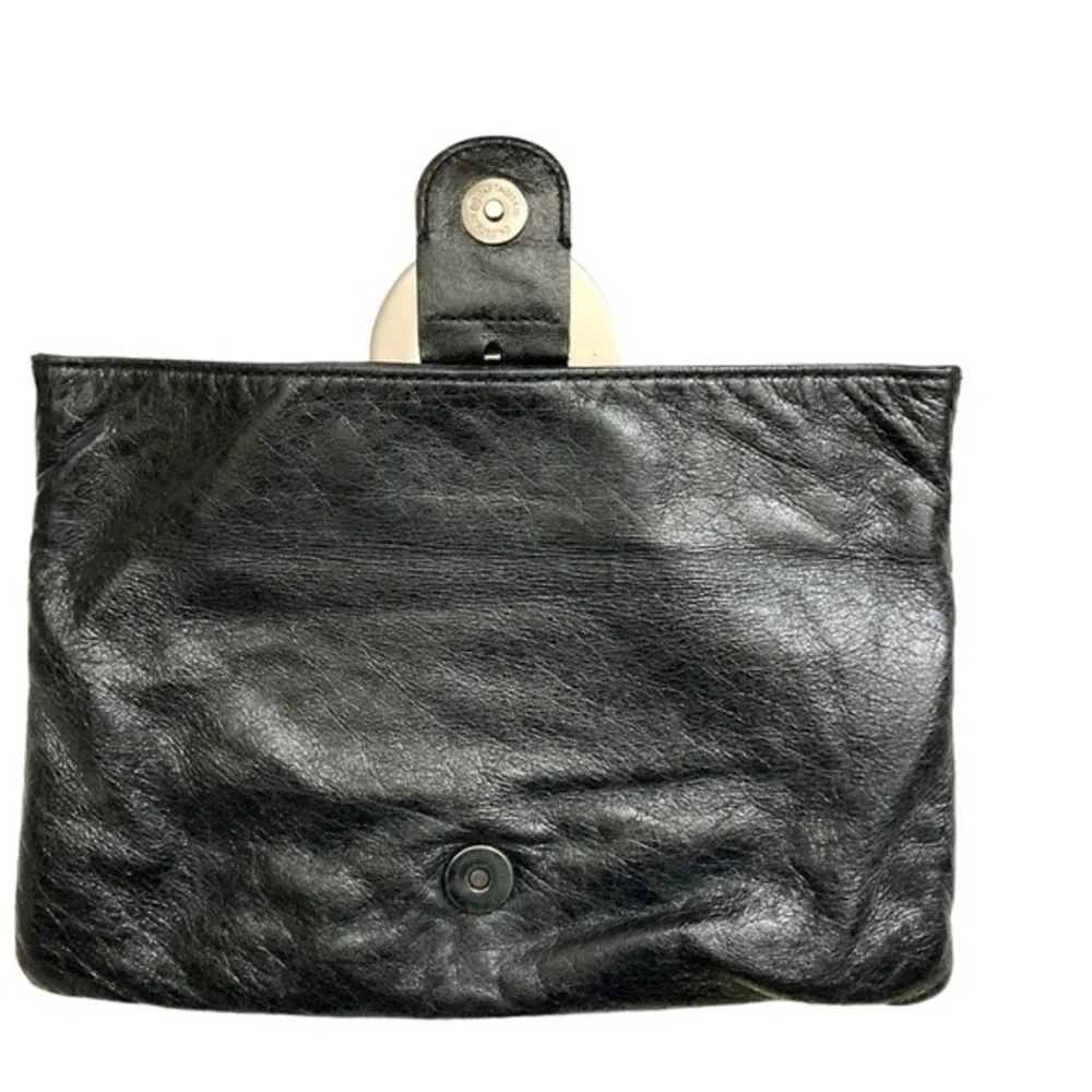 Jill Stuart black leather foldover clutch bag